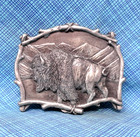 Bison Buffalo Belt Buckle Cowboy Sportsman American Western Frontier Vtg  gmp243
