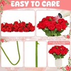 24 Pcs Red Rose Artificial Flowers With Long Stem Real Touch Silk Roses Bulk For