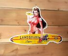 Landshark Surfboard Metal Sign  16  X 11 5  Mancave Bar Pub D  cor Sexy Girl Beer