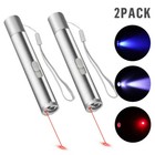 2pcs Cat Dog Toy Red Laser Pointer Pen Usb Rechargeable Led Light Uv Flashlight
