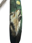 Hand Painted Feather   Arts   Crafts  southwest Art    Full Moon   Wolf    a 