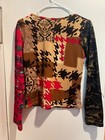 Vintage 90s Whimsigoth Abstract Print Mesh Top S m Y2k Sequins