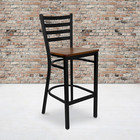 Hercules Black Metal Barstools With Cherry Wood Seat - Set Of 2