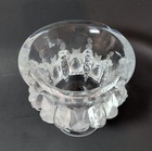 Lalique France Dampierre Crystal Vase Frosted Sparrows   Vines Signed