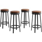 Set Of 4 Backless Bar Stools Round Seat 360 Degree Swivel Chairs With Footrest