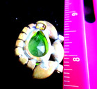 Czech Vintage Glass Rhinestone Button  Vaseline Uranium Glows In Blue Light