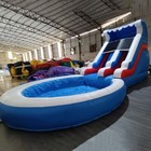 Commercial 24ft Inflatable Pvc Bounce House Water Slide Large Pool For Kid Party