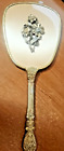 Vintage Mid Century Handheld Vanity Mirror With Flowers  Gold Plated