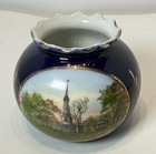 New Haven   Connecticut Ct Antique Old Centre Church Souvenir China Cobalt Vase