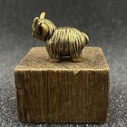 Mini Brass Highland Cow Figurine Vintage Copper Animal Statue Desk Decor Gift