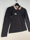 Burberry Kids Girls Collared Casual Long Sleeve Polo Shirt Black Sz 12 14 5x20 5