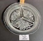 Imperial Clear Frosted Glass Intaglio Fruit Divided Relish Dish Vintage