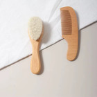 Baby Comb Brush Set Soft Wool Wooden Newborn Hair Care Gift Set
