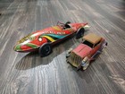 Vintage 1930s Marx Tin Litho Toy Lot - Wind-up Rocket Racer   Electric Coupe