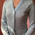 1960s Baby Blue Knit Cardigan With Tie Belt 