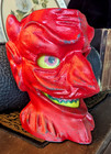 Paper Mache Style Halloween Red Devil Head Lighted Lantern W  Face Insert 8 