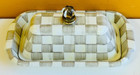 Mackenzie-childs 89132-840 Mocha Check Butter Box  Hand Glazed Steel  New 