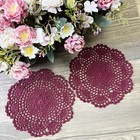8pc lot Vintage Red Hand Crochet Lace Doilies Round Placemats Flower Doily 8inch