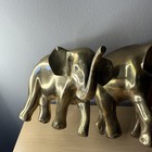 Vintage 19    Large 3 Elephants Family Brass Metal Wall Hanging Statue Art
