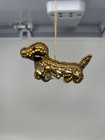 Beaded Dachshund Dog Christmas Ornament Gold Jeweled Holiday Decor
