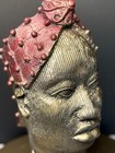 Benin Style Bronze Queen Head Sculpture W  Coral Crown - 16  Tall African Art
