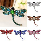 Women Retro Crystal Rhinestones Dragonfly Animal Brooch Pin Pendant Jewelry Gift