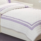 Pottery Barn Harper Cotton Crib Toddler Quilt Purple White Trim Lavender