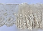 3 2m Antique Lace Flounce Border Machine Embroidered Net Ivory 20 5cm W