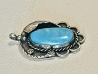 Vtg Old Pawn Native American Navajo Sterling Turquoise Pendant 12 G Signed