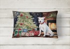 White Pit Bull Terrier Christmas Canvas Fabric Decorative Pillow Dac1226pw1216
