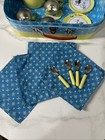 Vtg Madeline French Kids Tea Set For 4 Tin 23 Piece Collection Toy In Carry Case