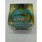 Advertising Vtg Clear Lucite Cube With Blue Globe Rca 1970 s