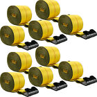 Vevor Truck Straps Winch Straps 4 x30  With Flat Hook For Towing Yellow 10 Pack