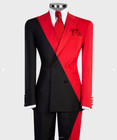Black Patchwork Men s Suits Peak Lapel Tuxedos Red Formal Evening Blazer Jacket