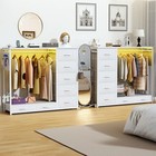 Dresser With Hanging Rack  Dresser For Bedroom With Led Lights And White