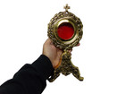 Antique High Polish Brass Monstrance Reliquary Ostensorium Display 10 Inch