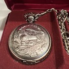 Vintage Westclox Railroad Train Mechanical Wind Up Pocket Watch W box And Chain