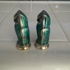 Vintage Mcm David Andersen Norway Sterling Silver Enamel Owl Salt Pepper Shakers