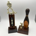 Vintage Hockey Trophy Trophies And Bowling Trophy Wood Bowling Pin Plastic  wood