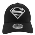Superman Silver Logo New Era 39thirty Fitted Hat Black