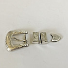 Vintage Sterling Silver Ranger Belt Buckle Set 4pc Western 5 8    16 86g  st17 