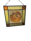 Vintage Barn Stained Glass Wall Window Hanging Suncatcher 8 25  X 8 25 