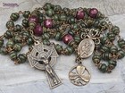 St Patrick Bridget Shamrock Celtic Rosary-green Jade vintage Bronze Prayer Beads