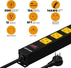 12 Outlet Long Power Strip  2100 Joules Surge Protector  6ft Power Cord  Wide   