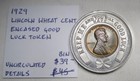 1929 Lincoln Wheat Cent Encased In Good Luck Token An617