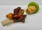 Vintage Anri Italy Cork Bottle Stopper Man Drinking From Bottle Mechanical Wood