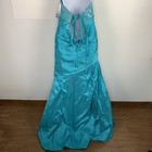 Precious Formals Aqua Gown Sz 4 Strapless Beaded Bodice Lace Up Elegant Prom New