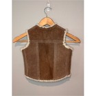 Vintage Brown Sherpa-lined Leather Suede Western Vest For Kids 3t Approximately