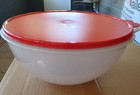 New  Tupperware Clear Fix-n-mix 26 Cup Red Bowl Lower Flatter Rare    Free Ship 
