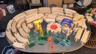 Large Wooden Train Set W all Kinds Of Extras 